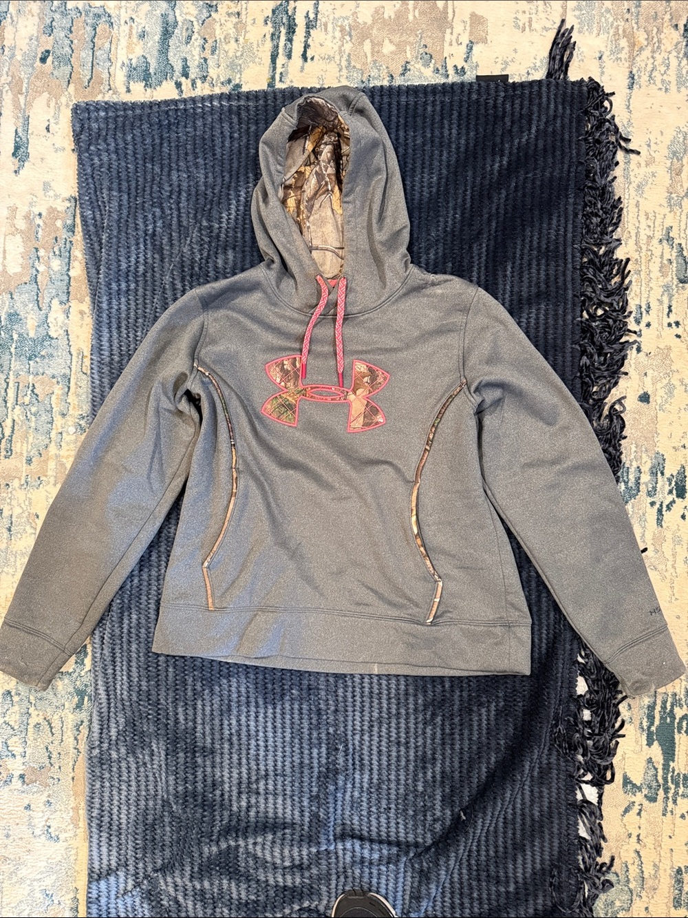 Under Armour Gray Hoodie with Pink Camo Logo